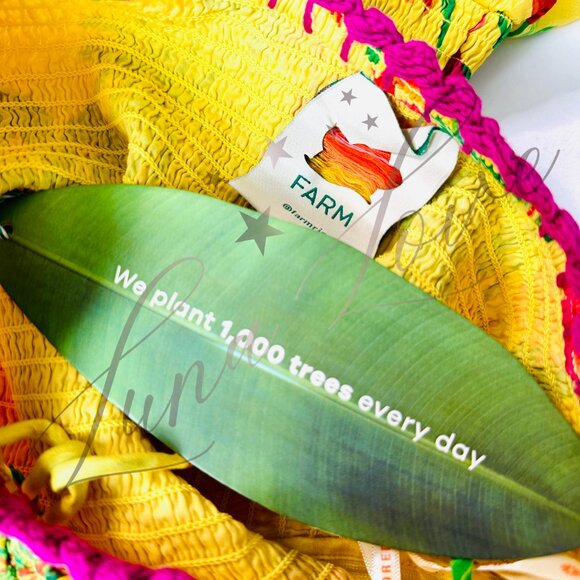 FARM RIO Delicate Fruit Garden Yellow Smocked Maxi Dress NWT - Picture 10 of 11